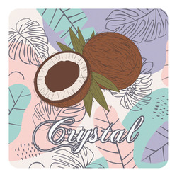 Coconut and Leaves Square Decal - Small w/ Name or Text