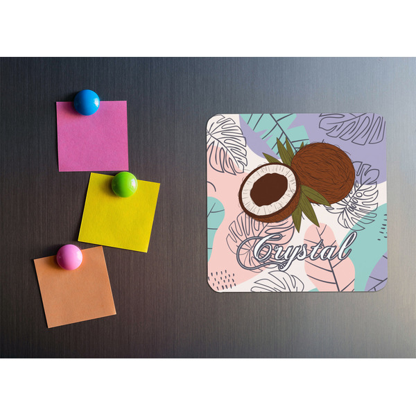 Coconut and Leaves Square Fridge Magnet - LIFESTYLE