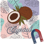 Coconut and Leaves Square Fridge Magnet w/ Name or Text