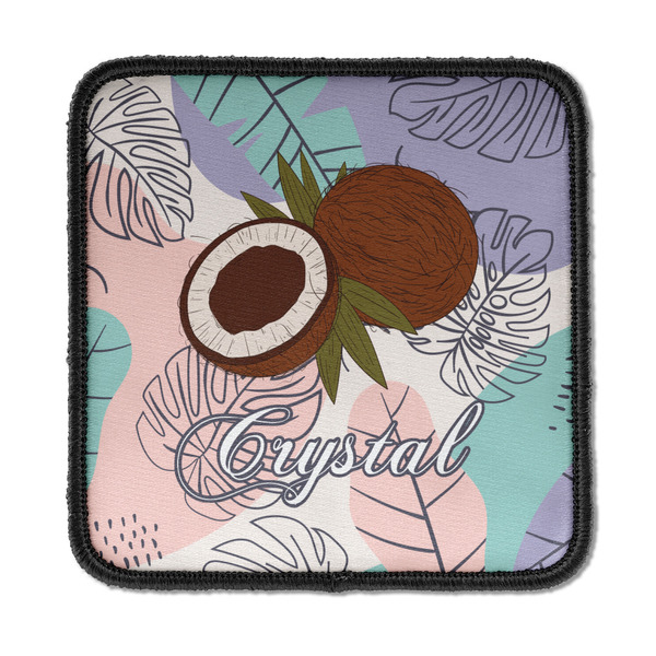 Custom Coconut and Leaves Iron On Square Patch w/ Name or Text