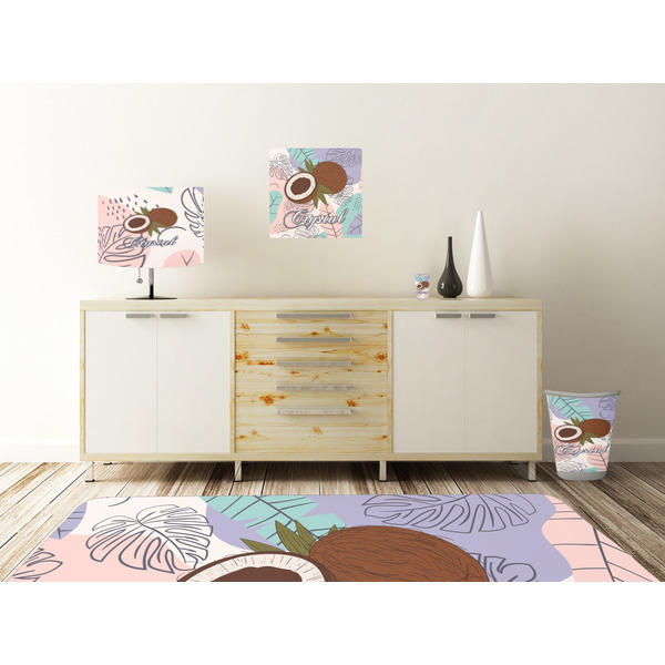 Coconut and Leaves Square Wall Decal Wooden Desk