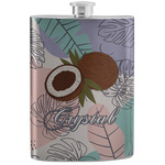 Coconut and Leaves Stainless Steel Flask w/ Name or Text