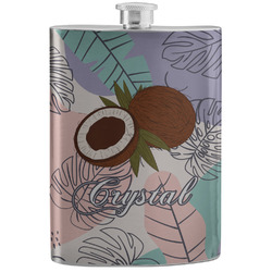Coconut and Leaves Stainless Steel Flask w/ Name or Text