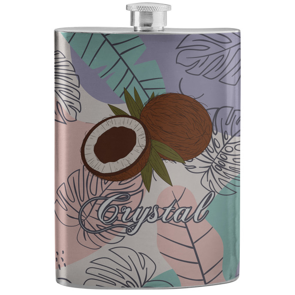 Custom Coconut and Leaves Stainless Steel Flask w/ Name or Text