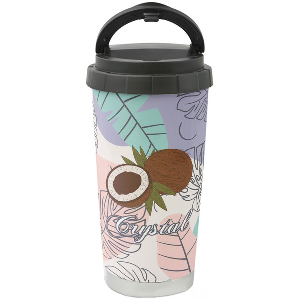 Custom Coconut and Leaves Stainless Steel Coffee Tumbler (Personalized)