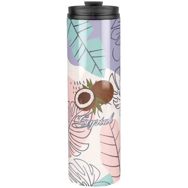 Custom Coconut and Leaves Stainless Steel Skinny Tumbler - 20 oz (Personalized)