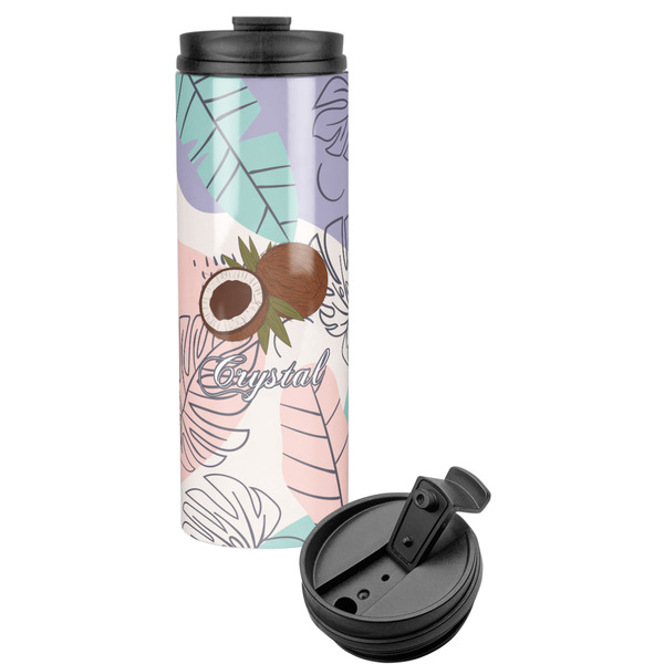 Custom Coconut and Leaves Stainless Steel Skinny Tumbler (Personalized)