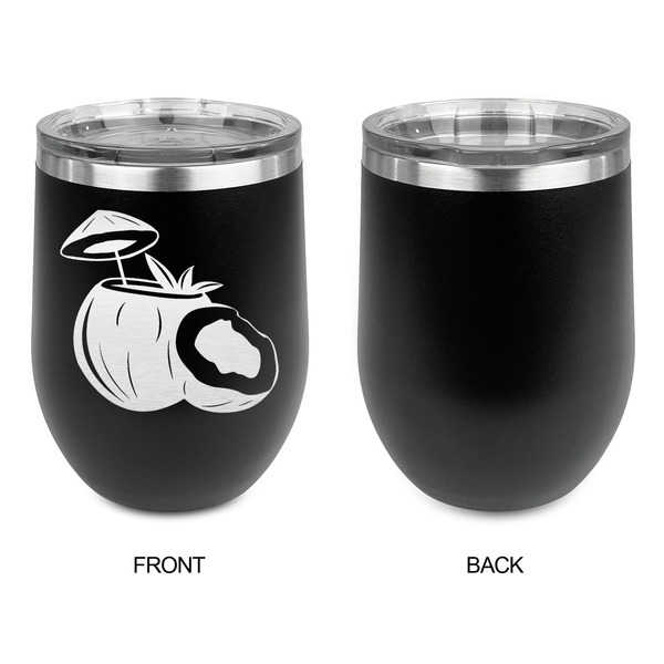 Coconut and Leaves Stainless Wine Tumblers - Black - Single Sided - Approval