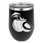 Coconut and Leaves Stemless Stainless Steel Wine Tumbler - Black - Single Sided