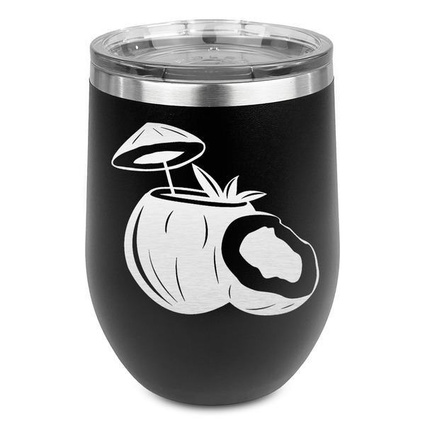 Custom Coconut and Leaves Stemless Stainless Steel Wine Tumbler