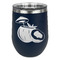 Coconut and Leaves Stainless Wine Tumblers - Navy - Single Sided - Front