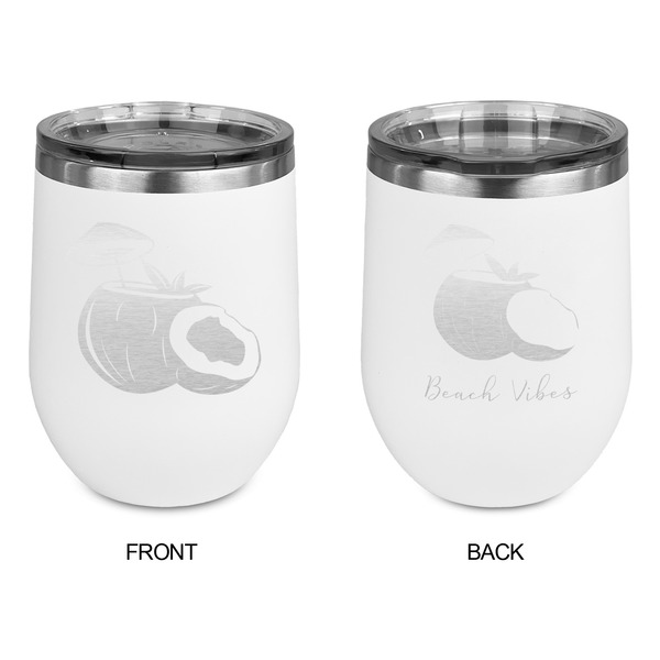 Coconut and Leaves Stainless Wine Tumblers - White - Double Sided - Approval