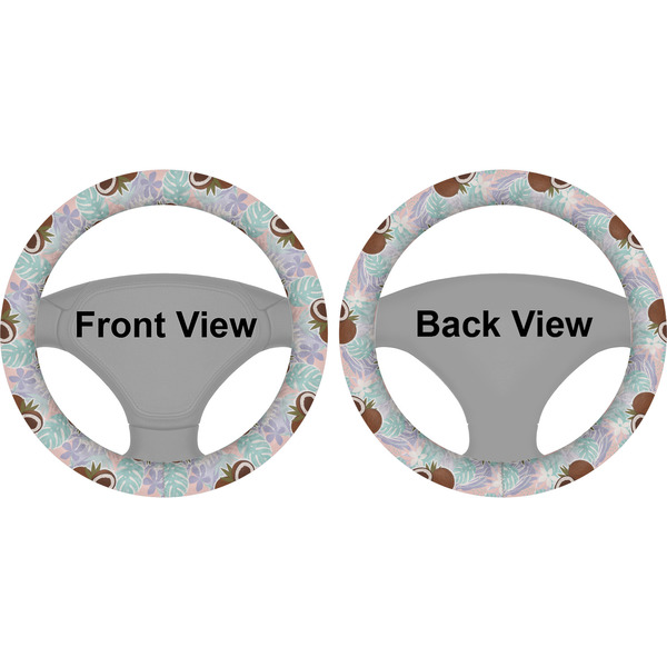 Coconut and Leaves Steering Wheel Cover- Front and Back