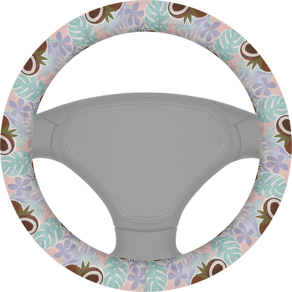 Custom Coconut and Leaves Steering Wheel Cover