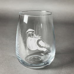 Coconut and Leaves Stemless Wine Glass (Single) (Personalized)