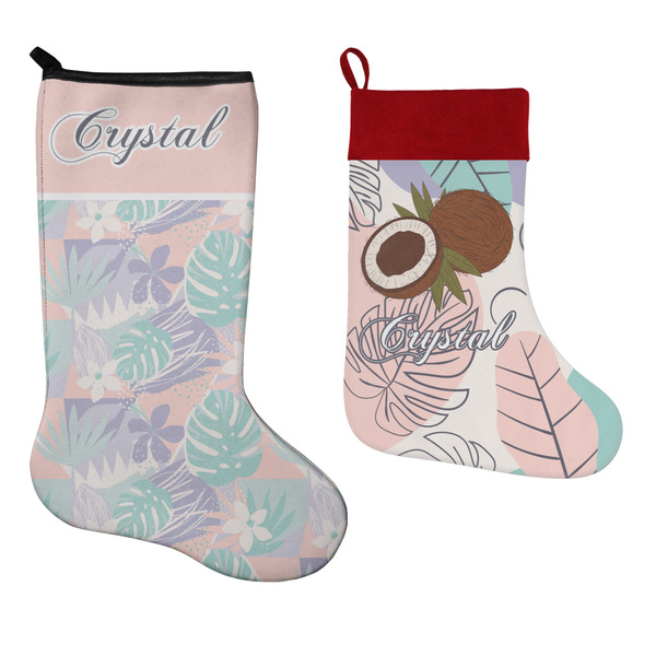 Coconut and Leaves Stockings - Side by Side compare