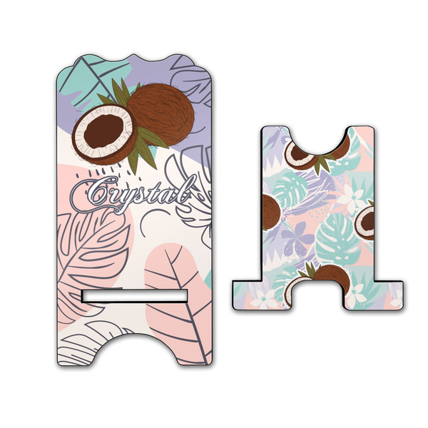 Coconut and Leaves Stylized Phone Stand - Front & Back - Large