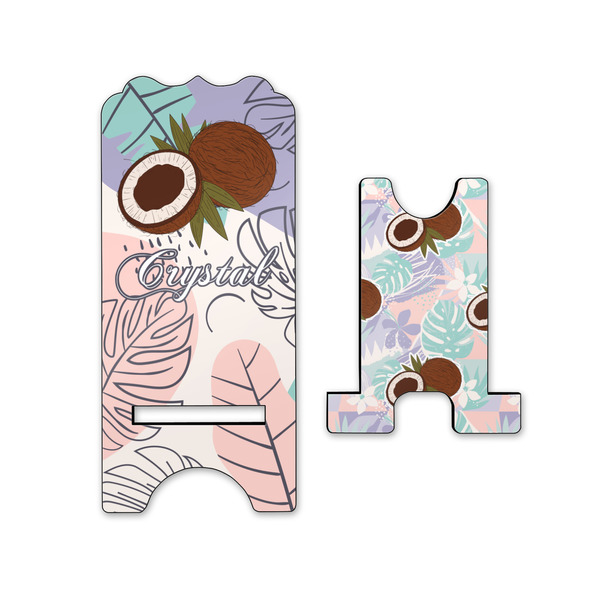 Coconut and Leaves Stylized Phone Stand - Front & Back - Small