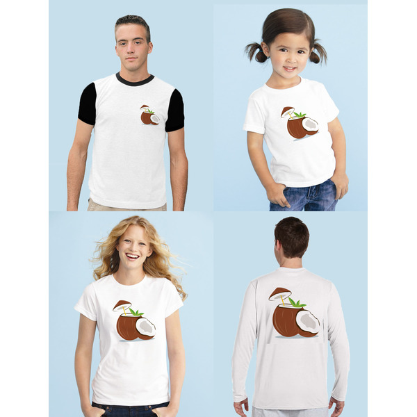 Coconut and Leaves Sublimation Sizing on Shirts