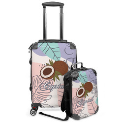 Coconut and Leaves Kids 2-Piece Luggage Set - Suitcase & Backpack (Personalized)