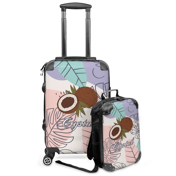 Custom Coconut and Leaves Kids 2-Piece Luggage Set - Suitcase & Backpack (Personalized)
