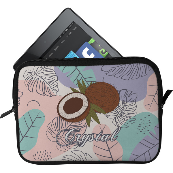 Custom Coconut and Leaves Tablet Case / Sleeve - Small w/ Name or Text