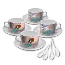 Coconut and Leaves Tea Cup - Set of 4 (Personalized)