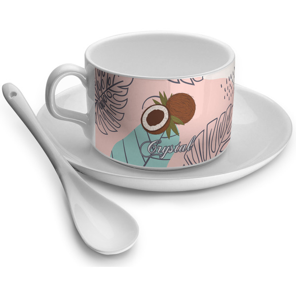 Custom Coconut and Leaves Tea Cup - Single (Personalized)