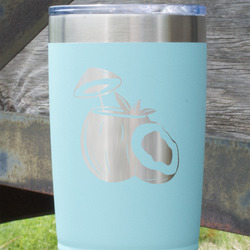 Coconut and Leaves 20 oz Stainless Steel Tumbler - Teal - Double Sided (Personalized)