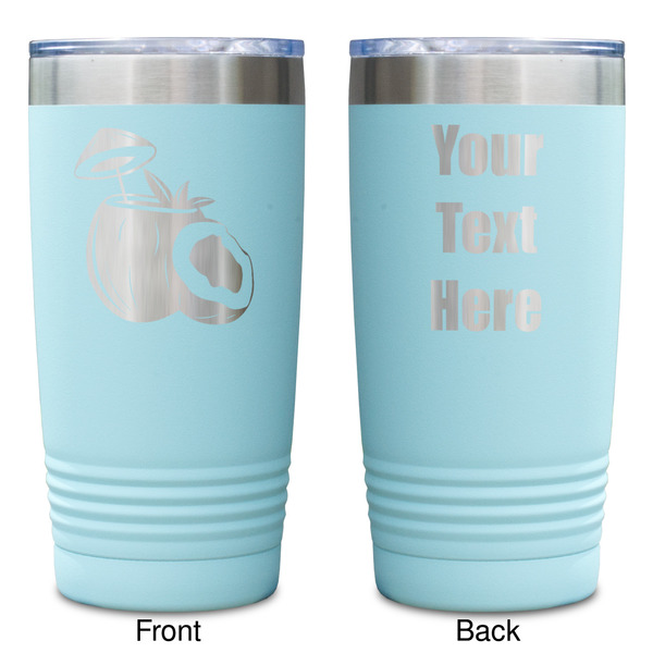 Coconut and Leaves Teal Polar Camel Tumbler - 20oz -Double Sided - Approval