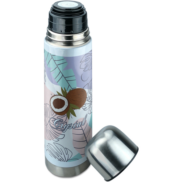 Coconut and Leaves Thermos - Lid Off