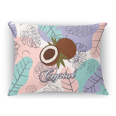 Coconut and Leaves Rectangular Throw Pillow Case (Personalized)