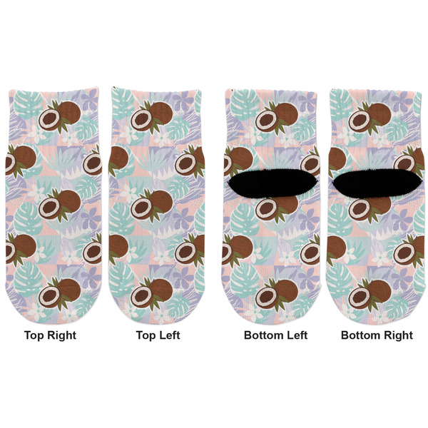 Coconut and Leaves Toddler Ankle Socks - Double Pair - Front and Back - Apvl