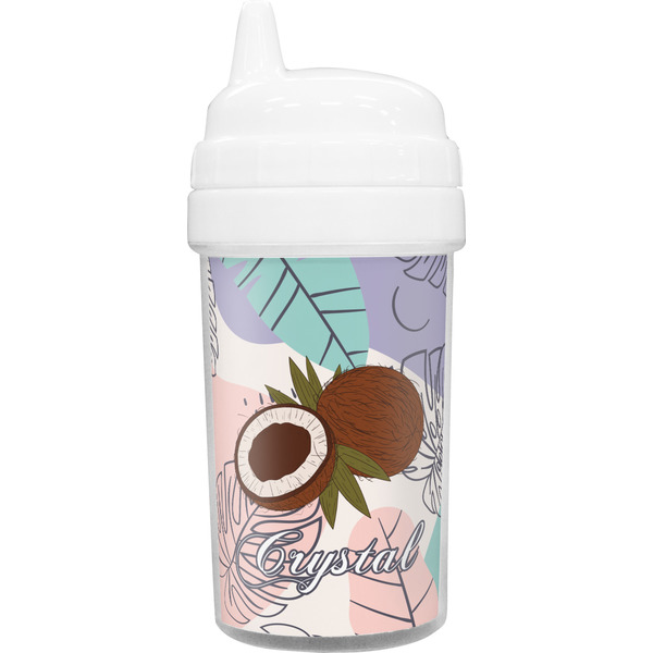 Custom Coconut and Leaves Toddler Sippy Cup (Personalized)