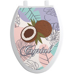 Coconut and Leaves Toilet Seat Decal - Elongated (Personalized)