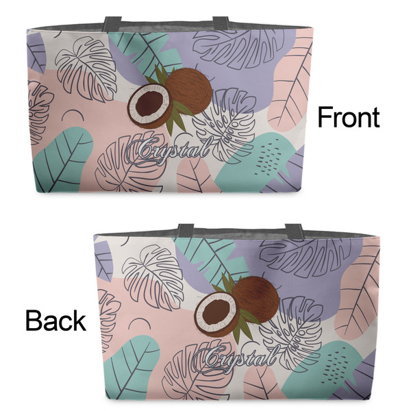 Coconut and Leaves Tote w/Black Handles - Front & Back Views