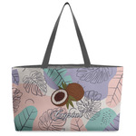 Coconut and Leaves Beach Totes Bag - w/ Black Handles (Personalized)