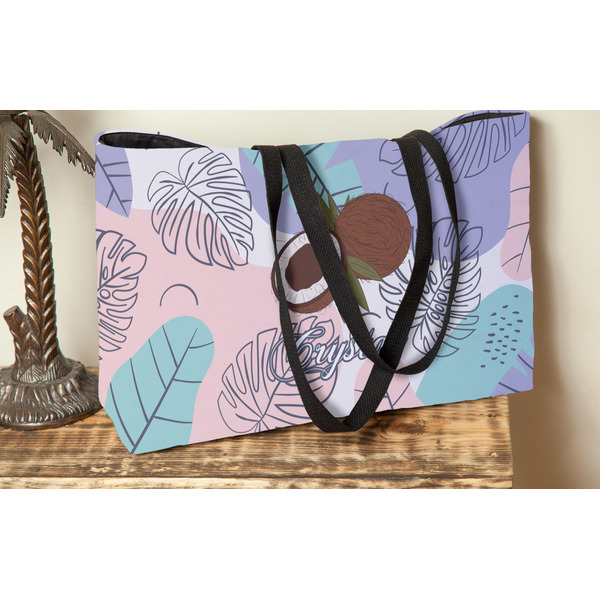 Coconut and Leaves Tote w/Black Handles - Lifestyle View