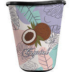 Coconut and Leaves Waste Basket - Single Sided (Black) w/ Name or Text