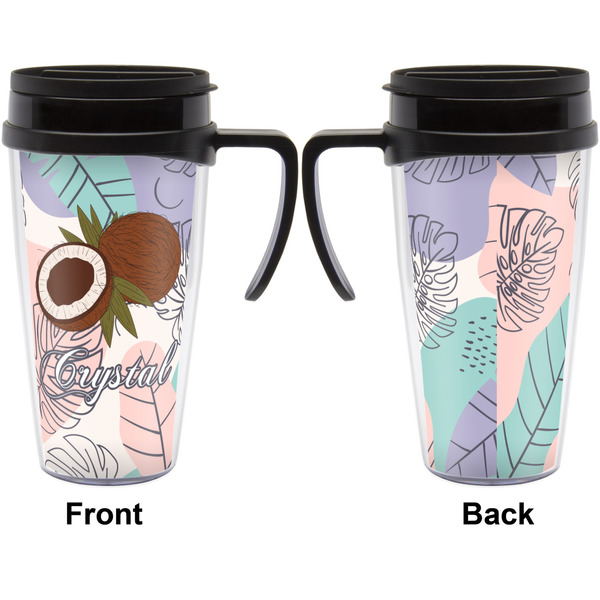 Coconut and Leaves Travel Mug with Black Handle - Approval