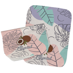 Coconut and Leaves Burp Cloths - Fleece - Set of 2 w/ Name or Text