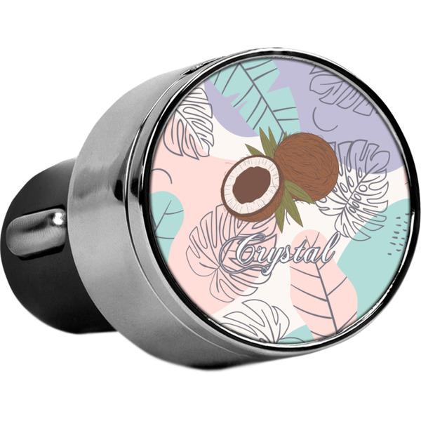 Custom Coconut and Leaves USB Car Charger (Personalized)