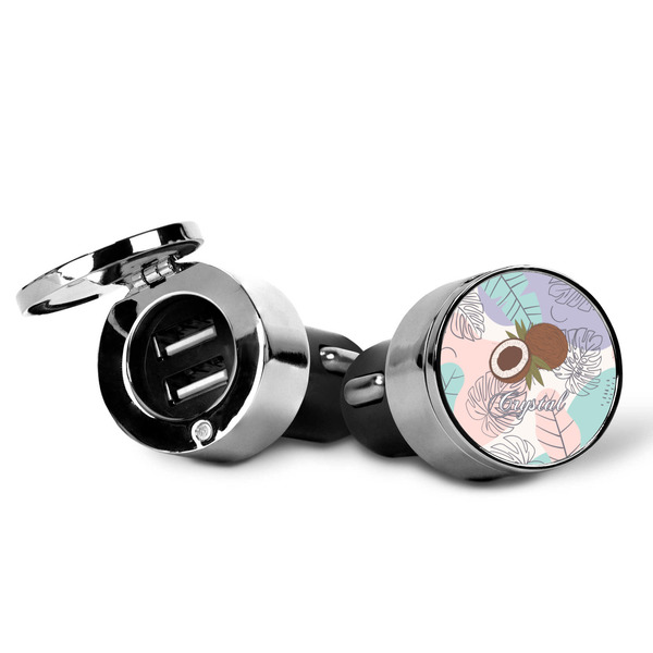 Coconut and Leaves USB Car Charger - Open & Closed
