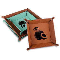 Coconut and Leaves Faux Leather Dice Tray