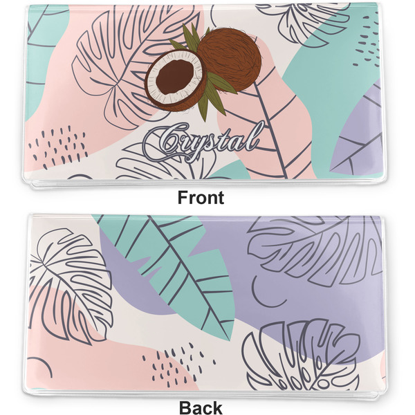 Coconut and Leaves Vinyl Check Book Cover - Front and Back