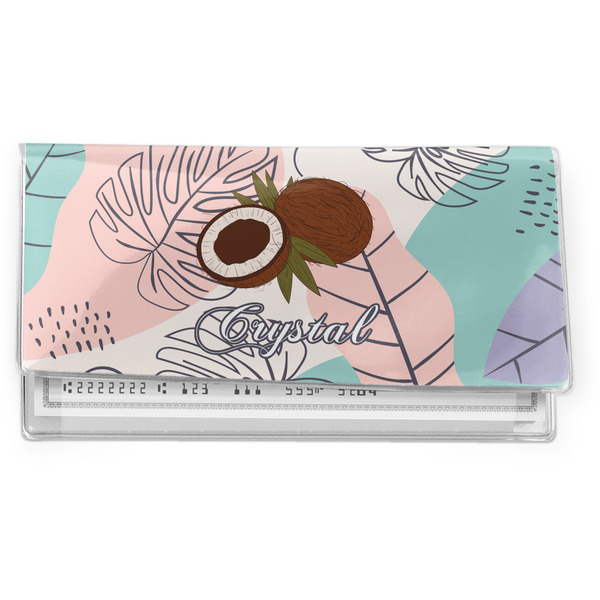 Custom Coconut and Leaves Vinyl Checkbook Cover w/ Name or Text