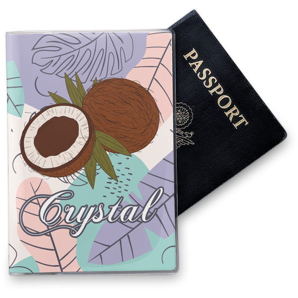 Custom Coconut and Leaves Vinyl Passport Holder w/ Name or Text