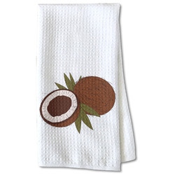 Coconut and Leaves Kitchen Towel - Waffle Weave - Partial Print (Personalized)