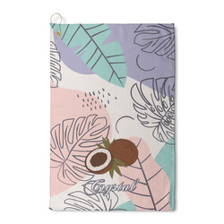 Coconut and Leaves Waffle Weave Golf Towel (Personalized)