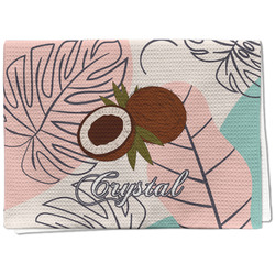 Coconut and Leaves Kitchen Towel - Waffle Weave - Full Color Print (Personalized)